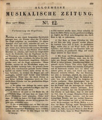 Allgemeine musikalische Zeitung Mittwoch 25. März 1829