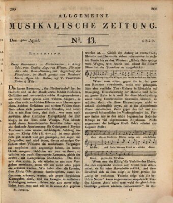 Allgemeine musikalische Zeitung Mittwoch 1. April 1829