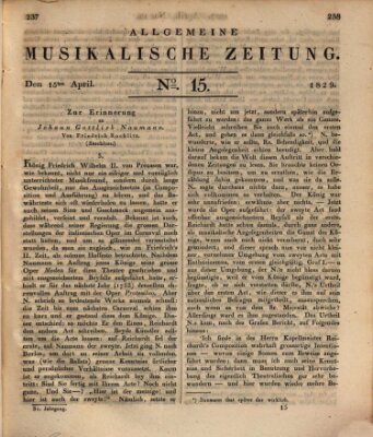 Allgemeine musikalische Zeitung Mittwoch 15. April 1829