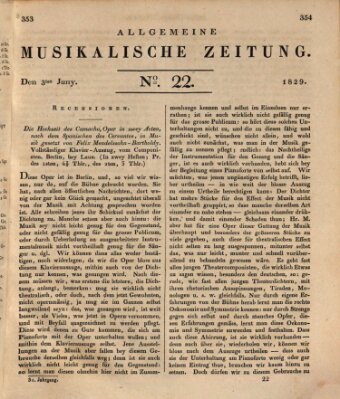Allgemeine musikalische Zeitung Mittwoch 3. Juni 1829