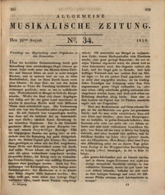 Allgemeine musikalische Zeitung Mittwoch 26. August 1829