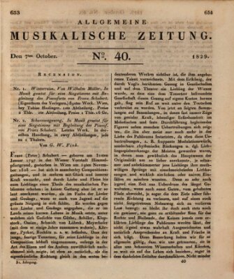 Allgemeine musikalische Zeitung Mittwoch 7. Oktober 1829