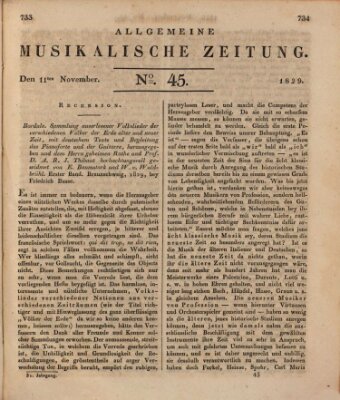 Allgemeine musikalische Zeitung Mittwoch 11. November 1829