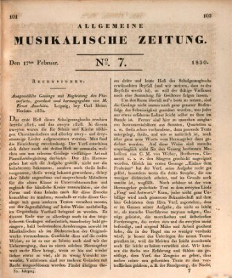 Allgemeine musikalische Zeitung Mittwoch 17. Februar 1830