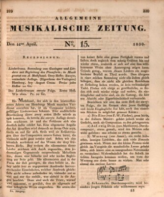 Allgemeine musikalische Zeitung Mittwoch 14. April 1830