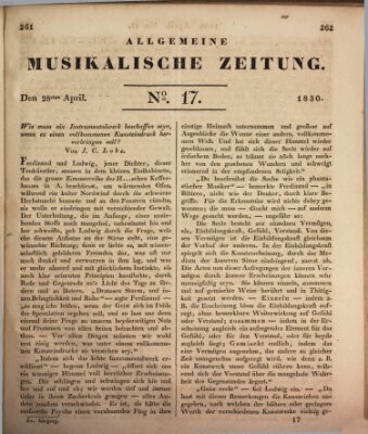 Allgemeine musikalische Zeitung Mittwoch 28. April 1830