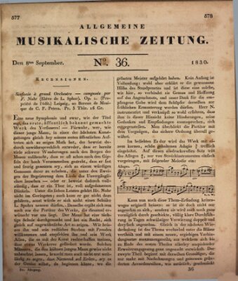 Allgemeine musikalische Zeitung Mittwoch 8. September 1830