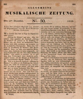 Allgemeine musikalische Zeitung Mittwoch 15. Dezember 1830