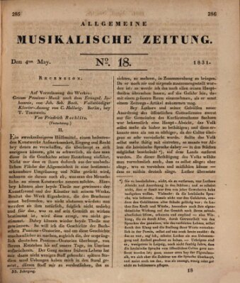 Allgemeine musikalische Zeitung Mittwoch 4. Mai 1831