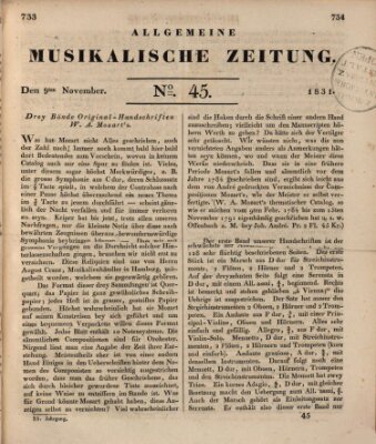Allgemeine musikalische Zeitung Mittwoch 9. November 1831