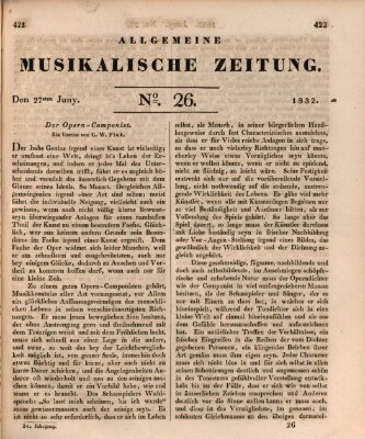 Allgemeine musikalische Zeitung Mittwoch 27. Juni 1832