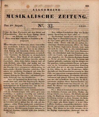Allgemeine musikalische Zeitung Mittwoch 8. August 1832