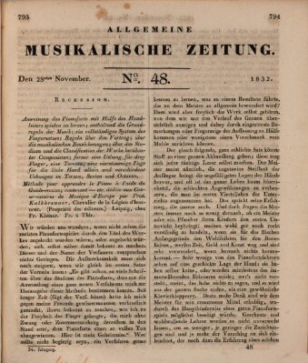 Allgemeine musikalische Zeitung Mittwoch 28. November 1832