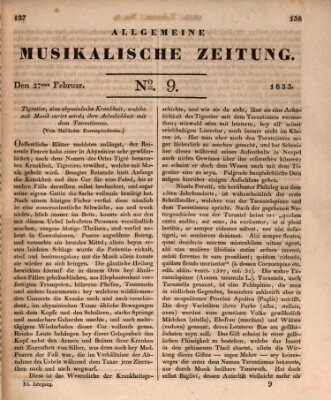 Allgemeine musikalische Zeitung Mittwoch 27. Februar 1833
