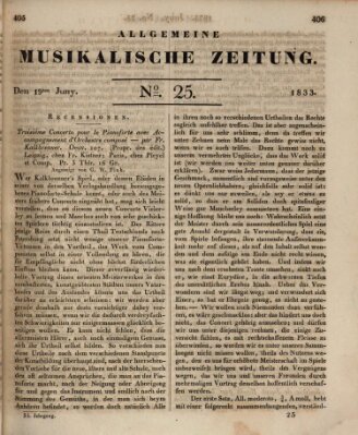 Allgemeine musikalische Zeitung Mittwoch 19. Juni 1833