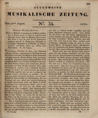 Allgemeine musikalische Zeitung Mittwoch 21. August 1833