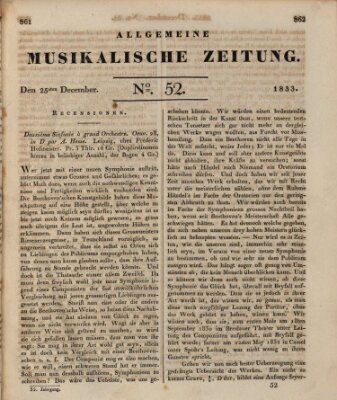Allgemeine musikalische Zeitung Mittwoch 25. Dezember 1833