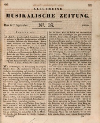Allgemeine musikalische Zeitung Mittwoch 24. September 1834