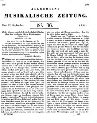 Allgemeine musikalische Zeitung Mittwoch 9. September 1835