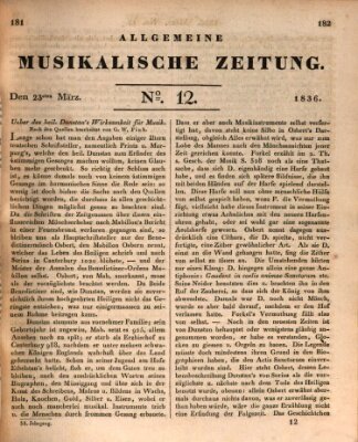 Allgemeine musikalische Zeitung Mittwoch 23. März 1836