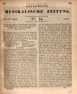 Allgemeine musikalische Zeitung Mittwoch 6. April 1836