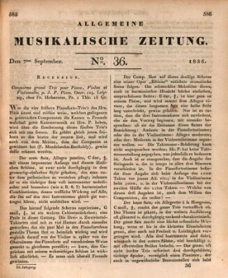 Allgemeine musikalische Zeitung Mittwoch 7. September 1836