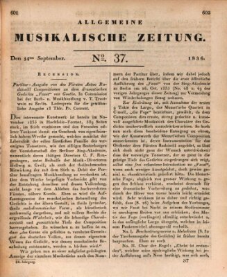 Allgemeine musikalische Zeitung Mittwoch 14. September 1836
