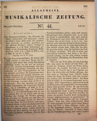 Allgemeine musikalische Zeitung Mittwoch 12. Oktober 1836