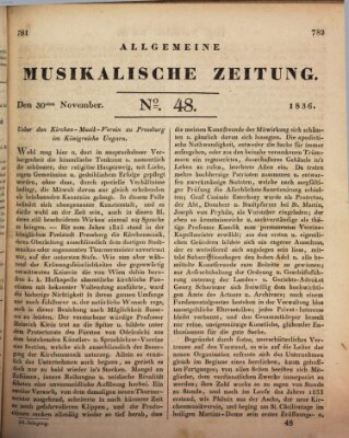 Allgemeine musikalische Zeitung Mittwoch 30. November 1836