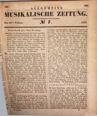 Allgemeine musikalische Zeitung Mittwoch 15. Februar 1837