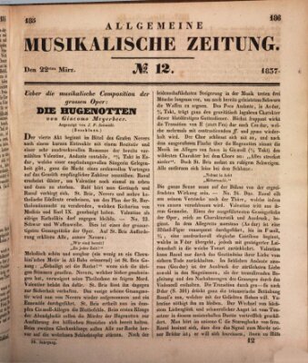Allgemeine musikalische Zeitung Mittwoch 22. März 1837