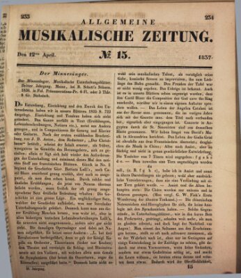 Allgemeine musikalische Zeitung Mittwoch 12. April 1837