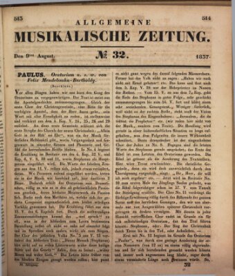 Allgemeine musikalische Zeitung Mittwoch 9. August 1837