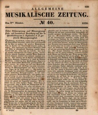 Allgemeine musikalische Zeitung Mittwoch 3. Oktober 1838