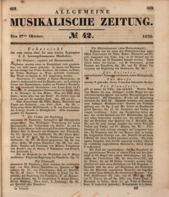 Allgemeine musikalische Zeitung Mittwoch 17. Oktober 1838