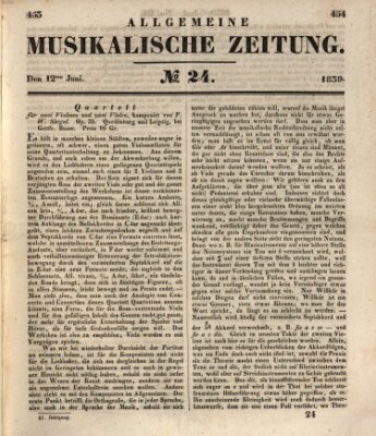 Allgemeine musikalische Zeitung Mittwoch 12. Juni 1839