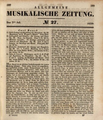 Allgemeine musikalische Zeitung Mittwoch 3. Juli 1839