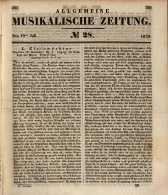 Allgemeine musikalische Zeitung Mittwoch 10. Juli 1839