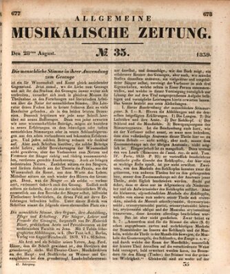 Allgemeine musikalische Zeitung Mittwoch 28. August 1839