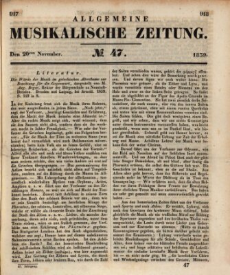 Allgemeine musikalische Zeitung Mittwoch 20. November 1839