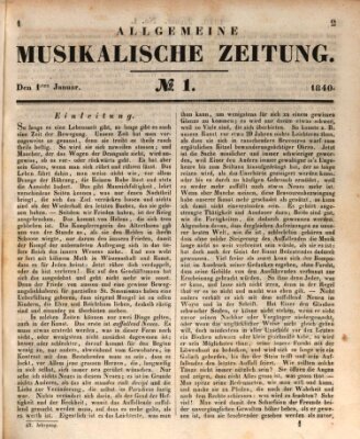 Allgemeine musikalische Zeitung Mittwoch 1. Januar 1840