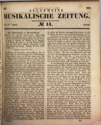 Allgemeine musikalische Zeitung Mittwoch 1. April 1840
