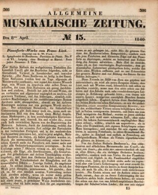 Allgemeine musikalische Zeitung Mittwoch 8. April 1840