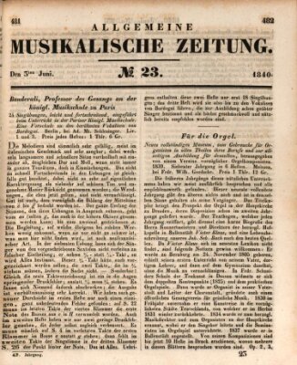 Allgemeine musikalische Zeitung Mittwoch 3. Juni 1840