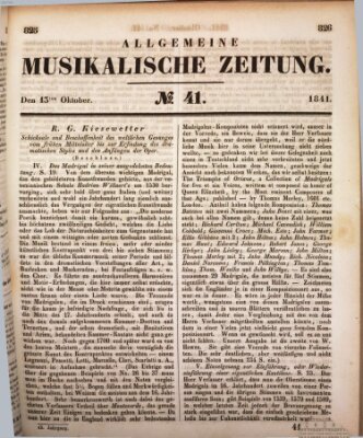 Allgemeine musikalische Zeitung Mittwoch 13. Oktober 1841