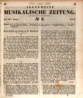Allgemeine musikalische Zeitung Mittwoch 19. Januar 1842