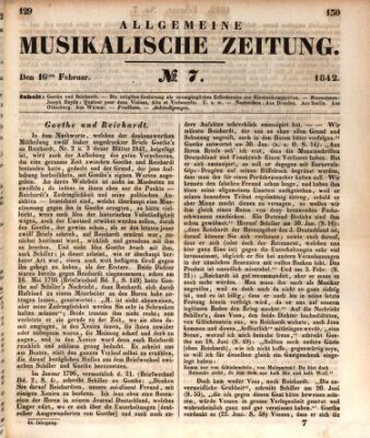 Allgemeine musikalische Zeitung Mittwoch 16. Februar 1842
