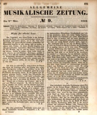 Allgemeine musikalische Zeitung Mittwoch 2. März 1842