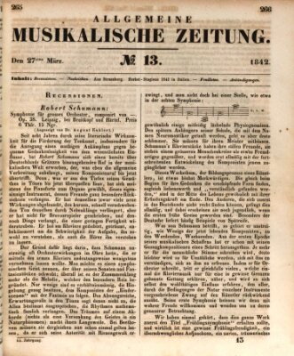 Allgemeine musikalische Zeitung Sonntag 27. März 1842