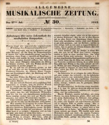 Allgemeine musikalische Zeitung Mittwoch 27. Juli 1842